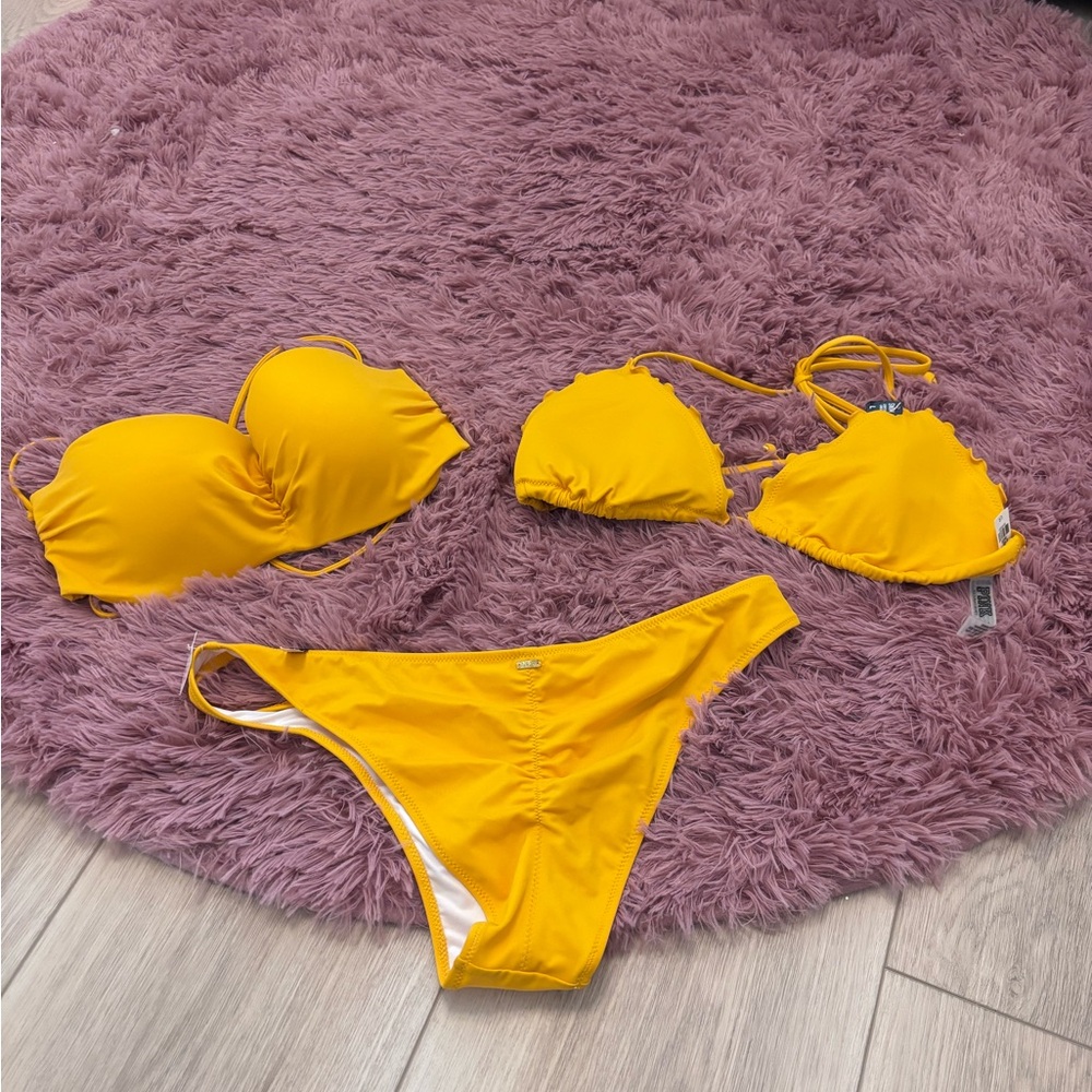 Victoria’s Secret PINK bikini! Two tops Included and a ruched bottom. Size Large